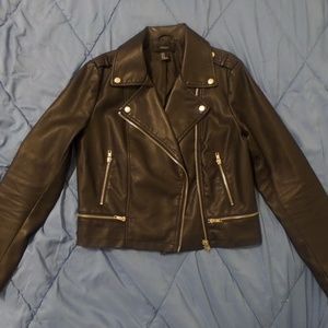 Forever 21 faux leather biker jacket size M